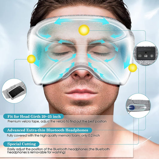 Antifaz de dormir bloqueando la luz por completo