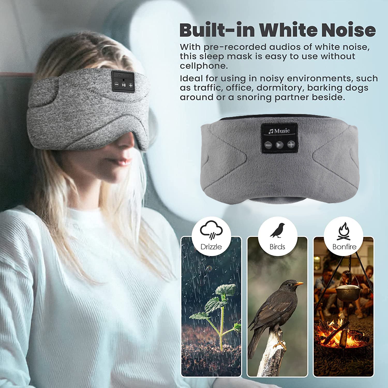 Antifaz de dormir con altavoces Bluetooth TotalMarketSpain - vista principal