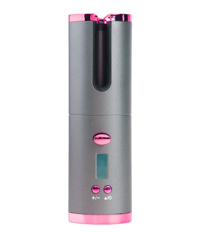 Rizador de pelo automático inalámbrico en color magenta gris