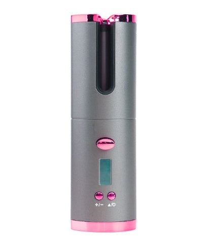 Rizador de pelo automático inalámbrico en color magenta gris