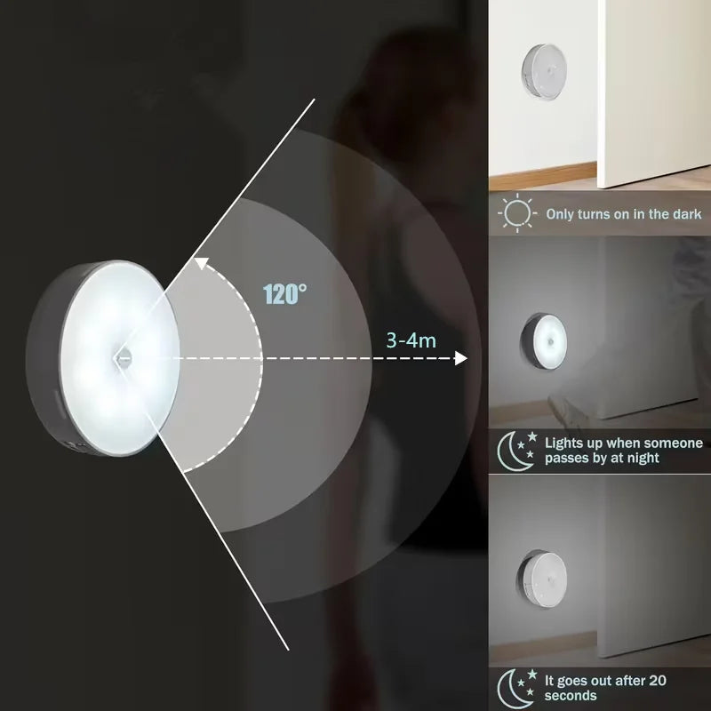 Luz Nocturna LED con Sensor de Movimiento — Automática para Pasillo y Baño