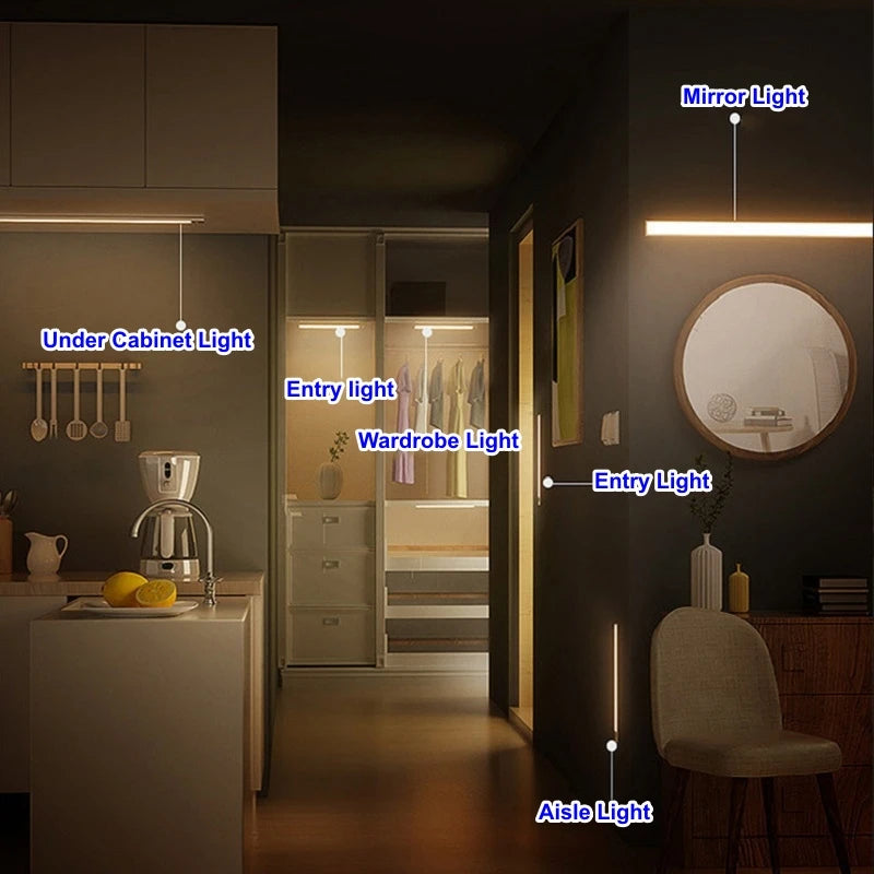 Luz LED con Sensor de Movimiento Recargable — Ilumina Armarios y Pasillos sin Cables